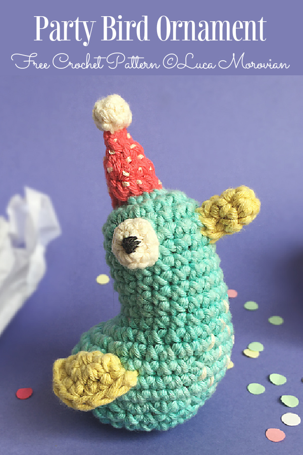 Party Bird Ornament Free Crochet Pattern 