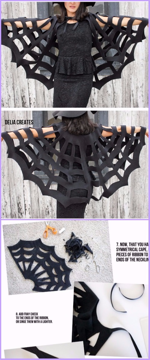 DIY No Sew Spiderweb cape Tutorial