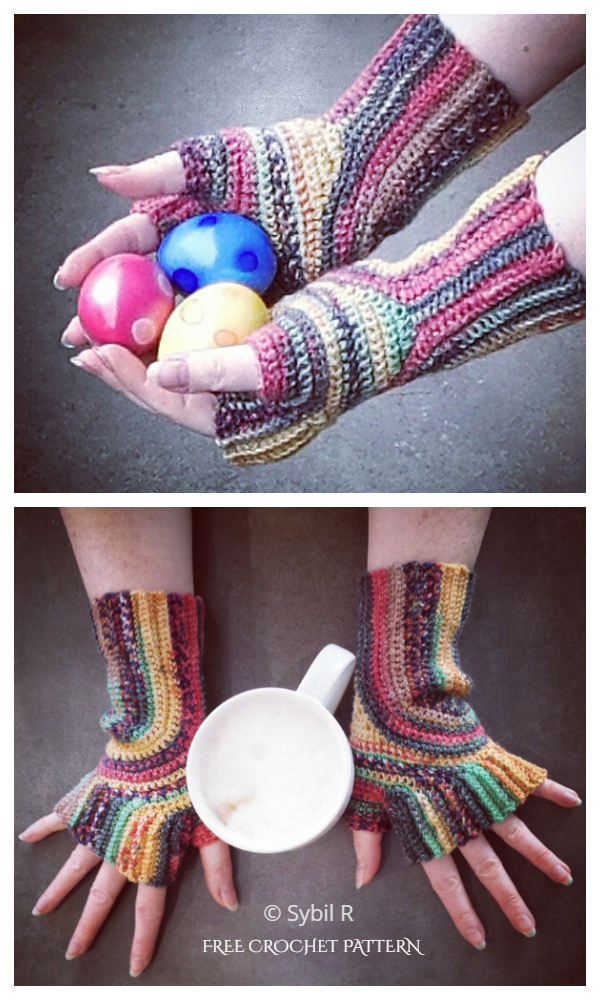 Stylish U-Turn Mitts Fingerless Gloves Free Crochet Patterns