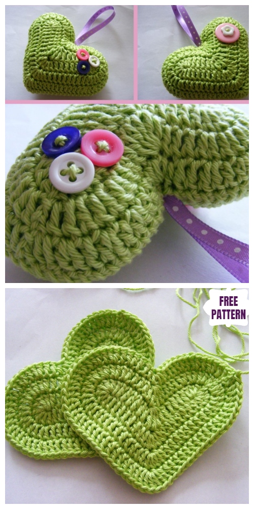 Crochet 3D Heart Amigurumi Free Patterns