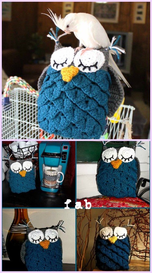 Crochet Crocodile Stitch Owl Free Patterns - Crocodile Stitch Owl Amigurumi Free Pattern