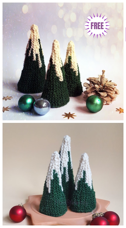 Knit Snowy Christmas Tree Free Knitting Pattern
