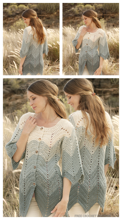 Sea Waves Chevron Lace Cardigan Free Crochet Patterns