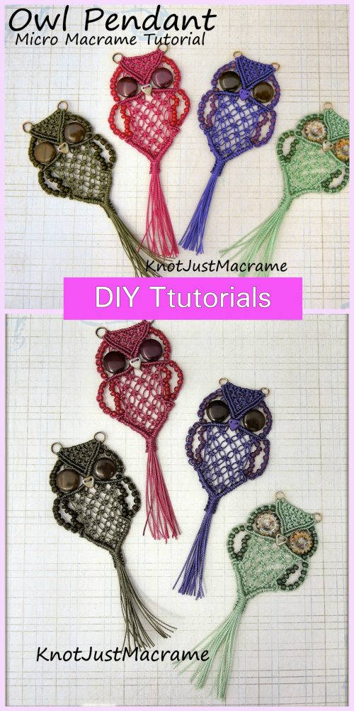 DIY Retro Micro Macrame Owl Pendant Tutorial