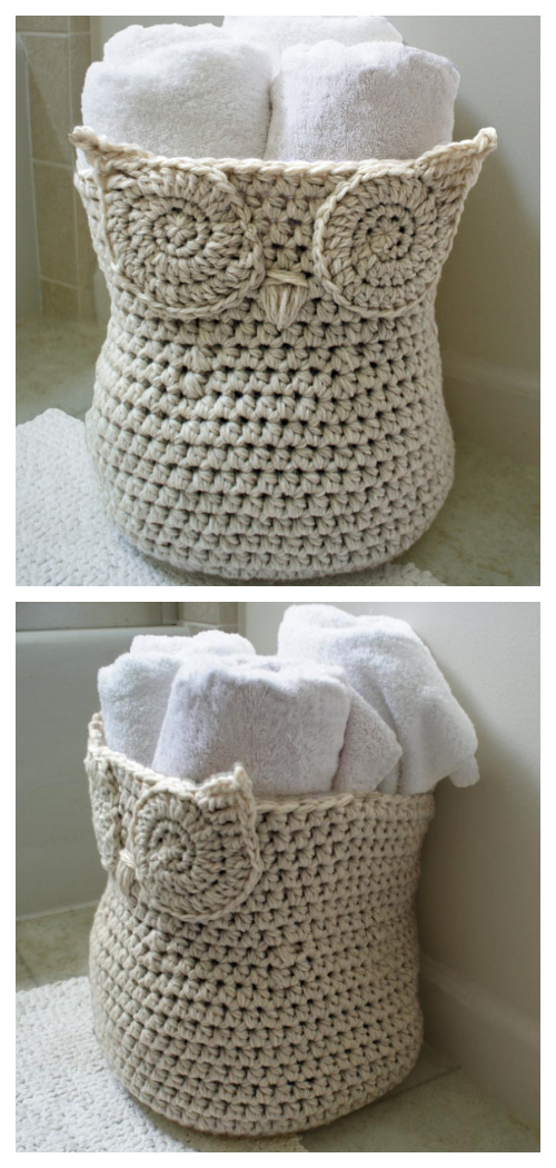 Crochet Owl Basket Pattern with Free Eyes Tutorial