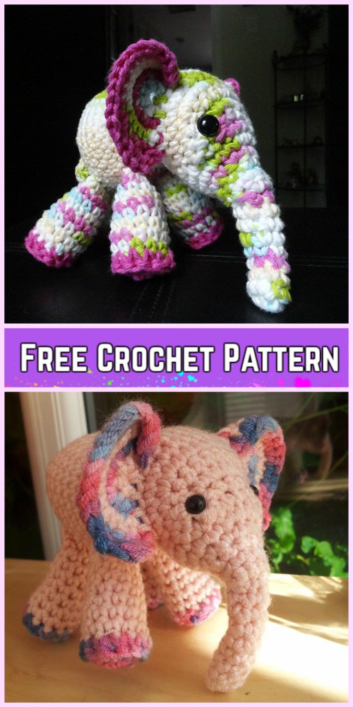 Crochet Elephant Plush Toy Amigurumi Free Patterns-Crochet Meimei Baby Elephant Amigurumi Free Pattern