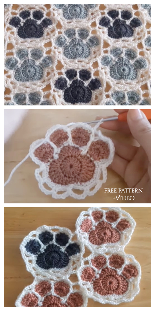 Cute Paw Print Doily Free Crochet Pattern + Video