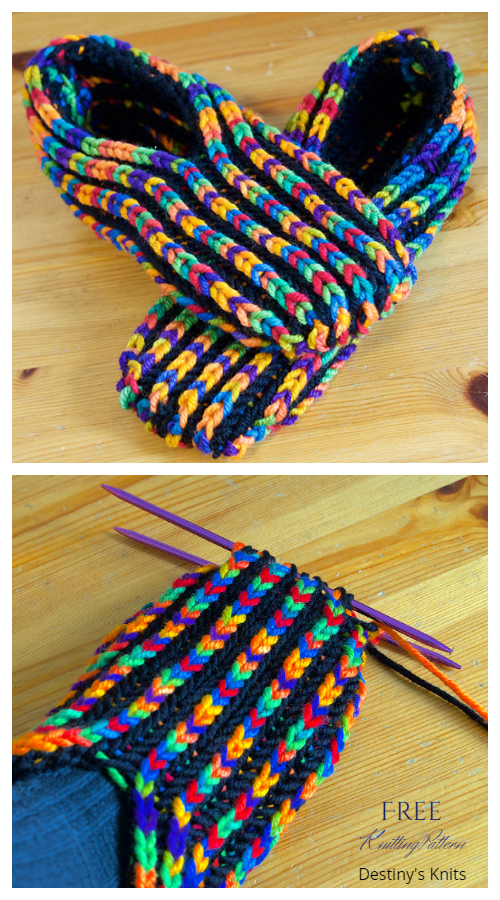 Knit Brioche Stitch Uberib Slippers Free Knitting Pattern