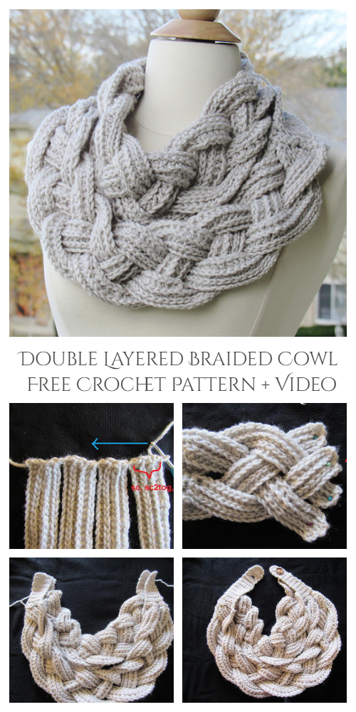 Double Layered Braided Cowl Free Crochet Pattern + Video