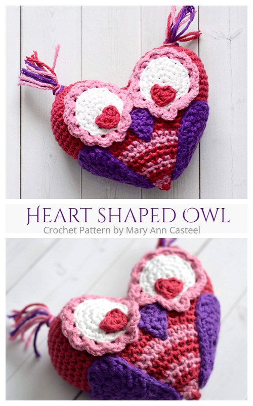Valentine Heart shaped Owl Crochet Pattern