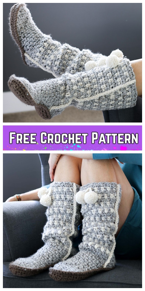 Crochet Women Sierra Slouchy Slippers Free Crochet Pattern