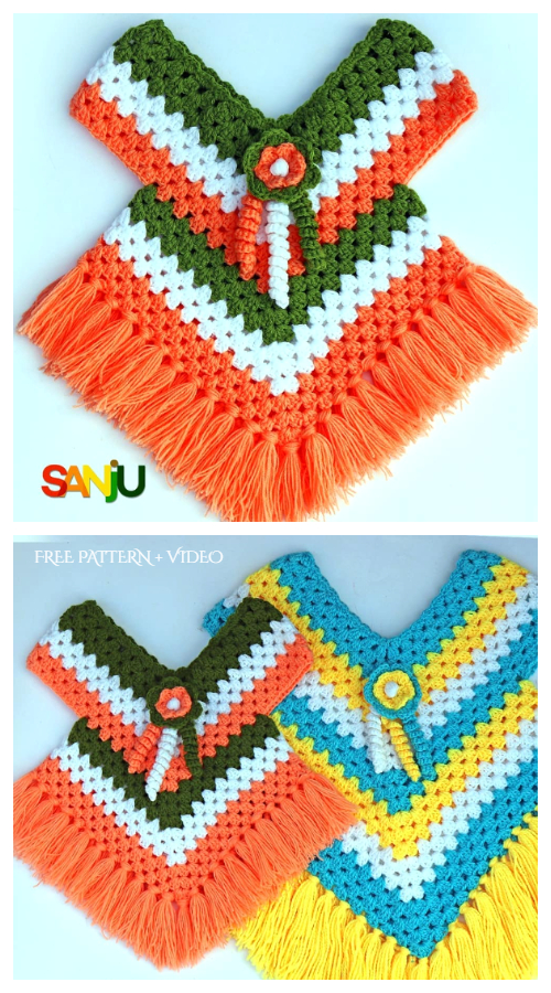 Granny Stitch Poncho Free Crochet Patterns + Video