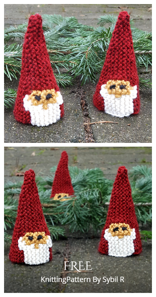 Knit&nbsp;Garter Stitch Christmas Gnome Free Knitting Patterns
