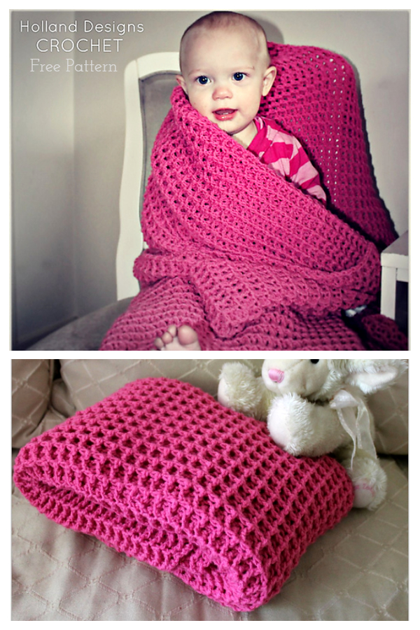 Reversible Waffle Stitch Baby Blanket Free Crochet Patterns