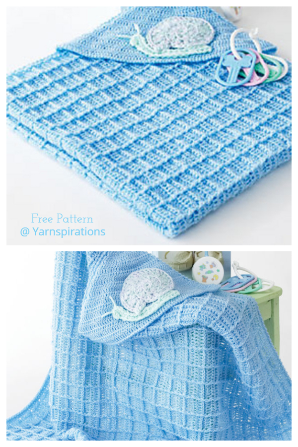 Snail Hooded Waffle Stitch Blanket Crochet Patterns