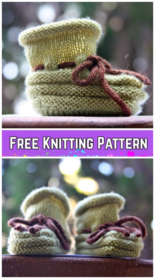 Knit Stay-on Baby Booties Free Knitting Pattern