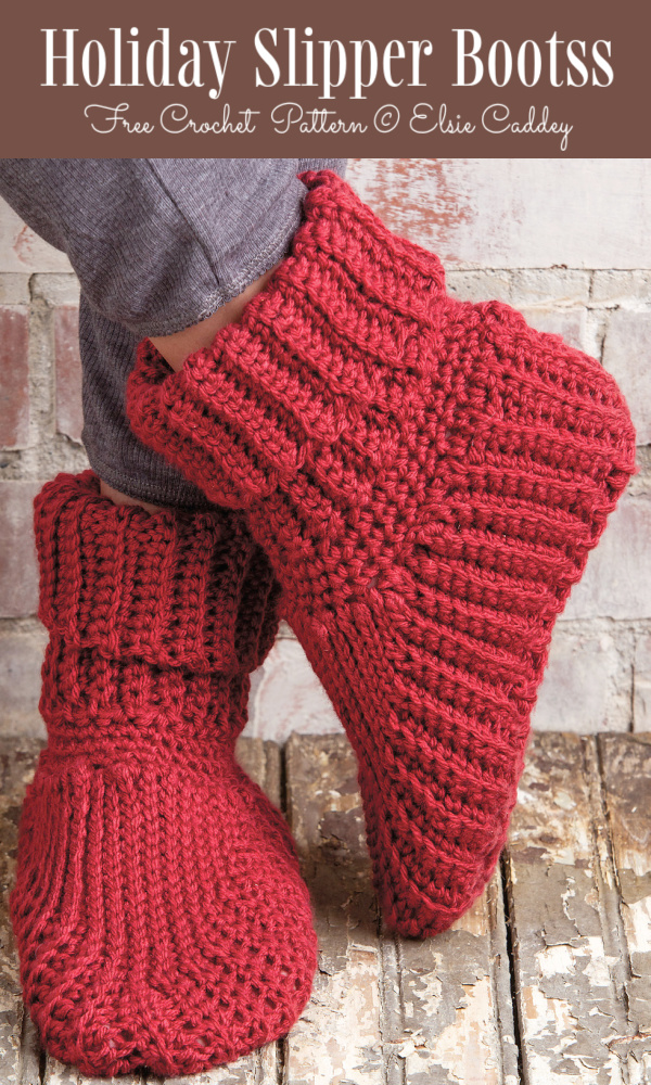 Holiday Slippers Boots Free Crochet Patterns