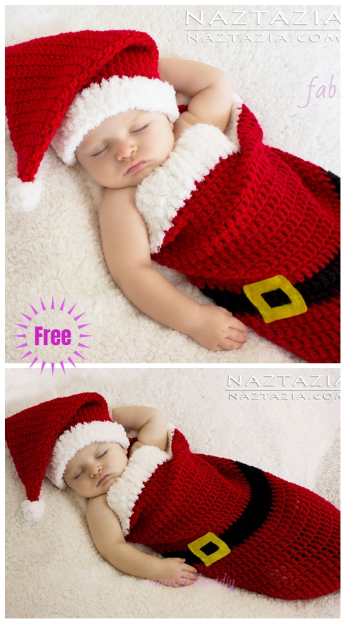 Christmas Crochet Santa Baby Cocoon Hat Set Free Crochet Pattern