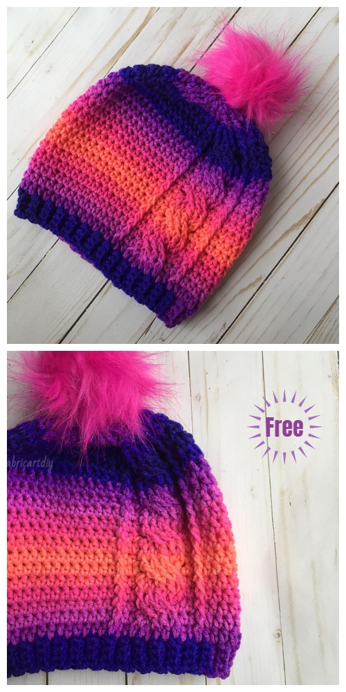 Crochet The Rora Cable Slouch Hat Free Crochet Pattern