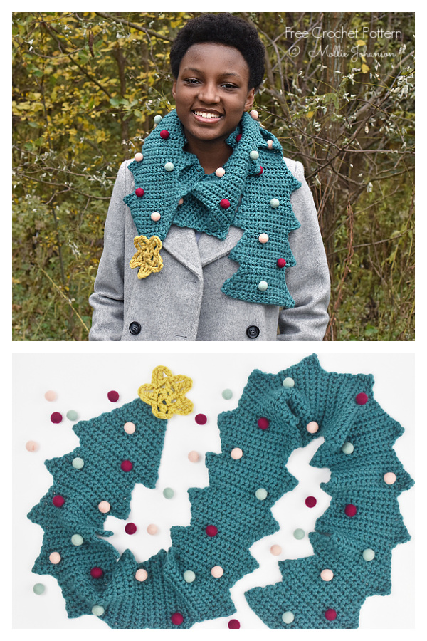 Kitschy Christmas Tree Scarf&nbsp;Free Crochet Patterns