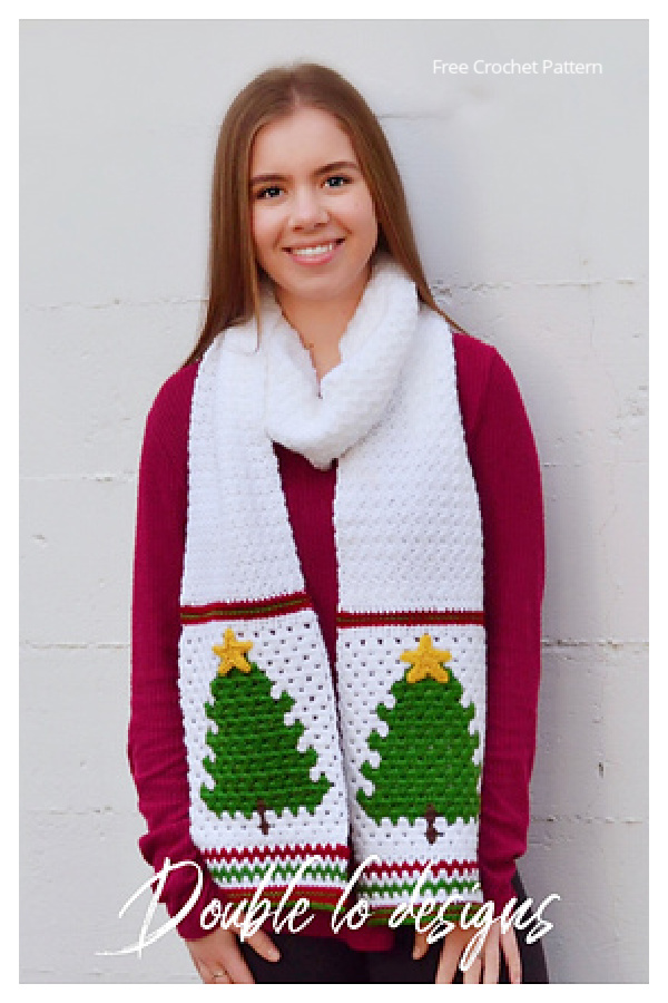 Retro&nbsp;Christmas Tree Scarf Free Crochet Pattern
