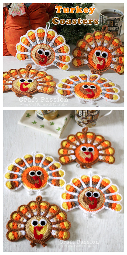Turkey Coasters Free Crochet Patterns