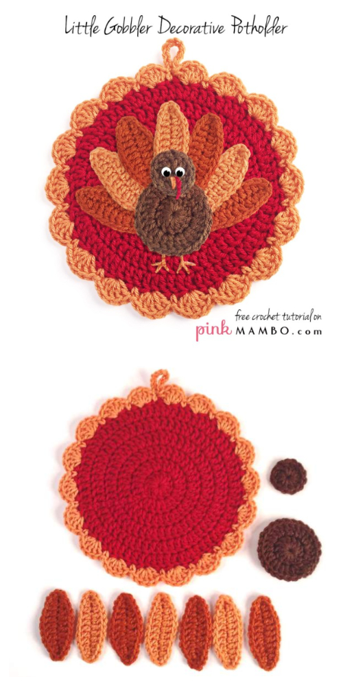 Little Gobbler Pot Holder Free Crochet Patterns