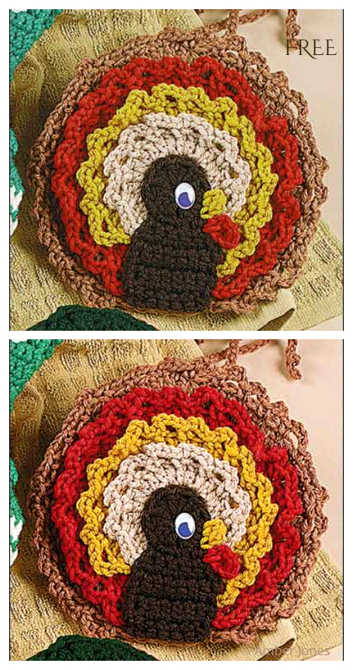 Turkey Towel Topper/Potholder Free Crochet Pattern