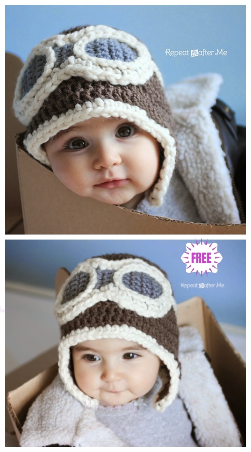 Crochet Baby Aviator Hat Free Crochet Patterns - Video