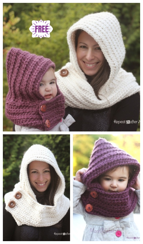 Crochet Hooded Cowl Scarfie Free Crochet Pattern