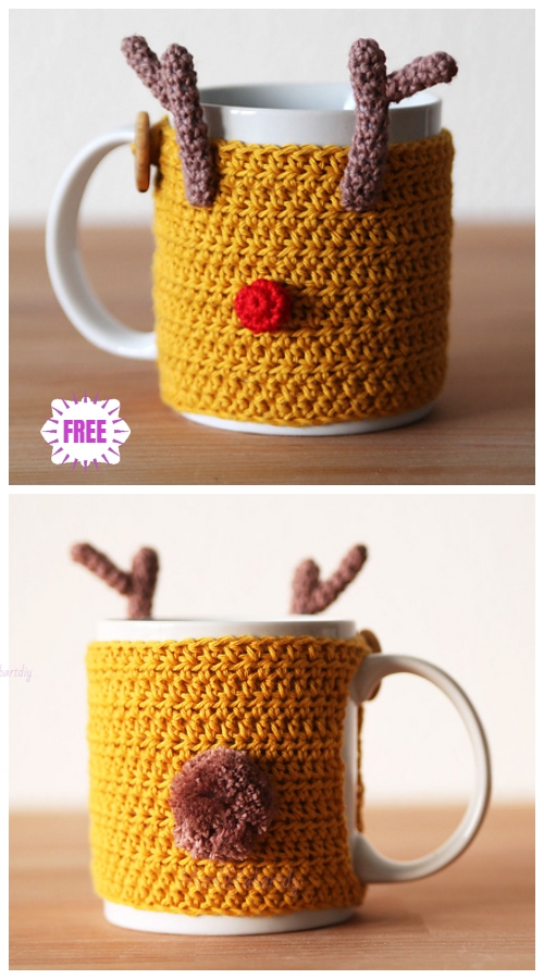 Crochet Reindeer Mug Cozy Free Crochet Pattern