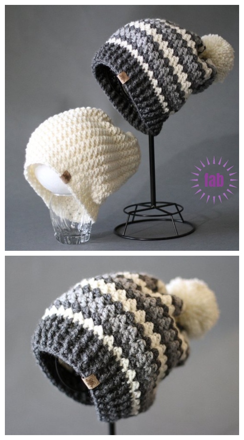 Striped Crochet Slouchy Hat Crochet Pattern