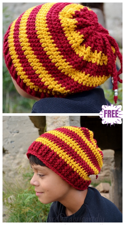 Striped Crochet Slouchy Hat Free Crochet Pattern