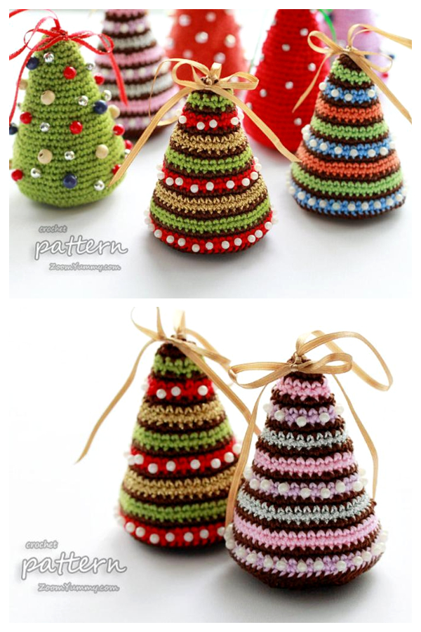 Little Colorful Christmas Trees Ornament Crochet Patterns