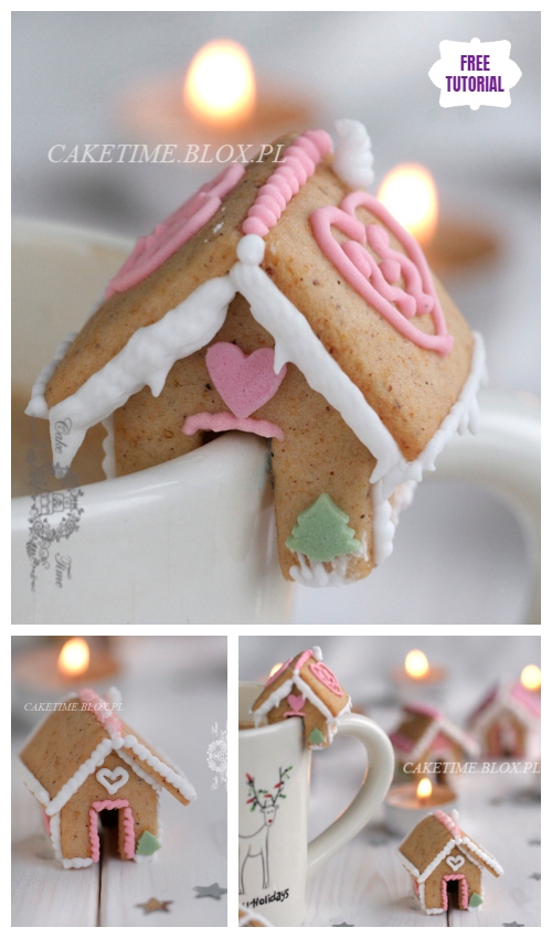 DIY Mini Gingerbread Houses Perch on Mug  - Easy Tutorials