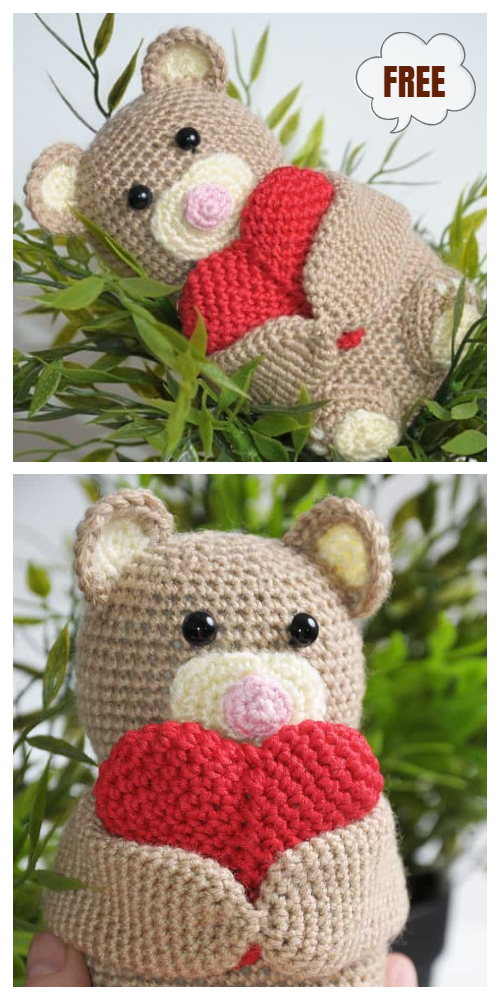 Crochet Valentine Teddy Bear Amigurumi Free Patterns