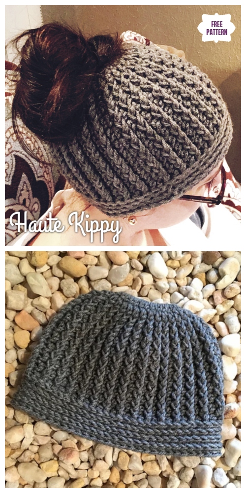 Crochet Gina Messy Bun Hat Free Crochet Pattern