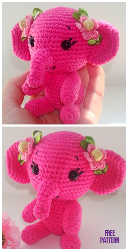 Pink Elephant Amigurumi Free Crochet Pattern