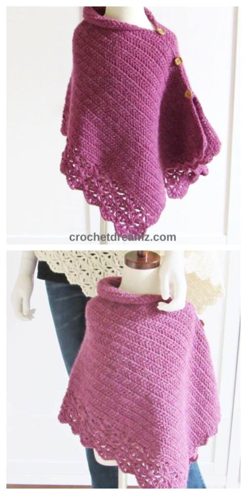 Knit Look Kids Uptown Poncho Free Crochet Pattern