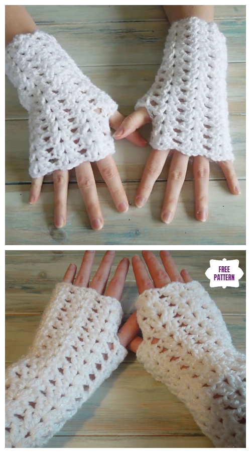 Crochet Iris Stitch Fingerless Mitten Free Crochet Pattern - Video
