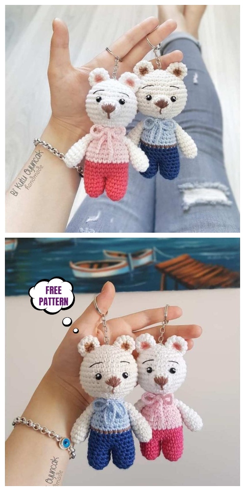 Crochet Teddy Bear Keychain Amigurumi Free Patterns