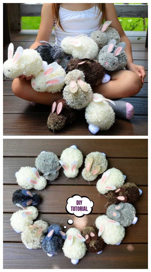 Cute DIY Pom Pom Easter Party Bunnies Craft Tutorials