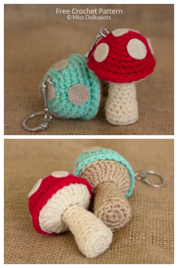 Crochet Mushroom Keychain Amigurumi Free Pattern