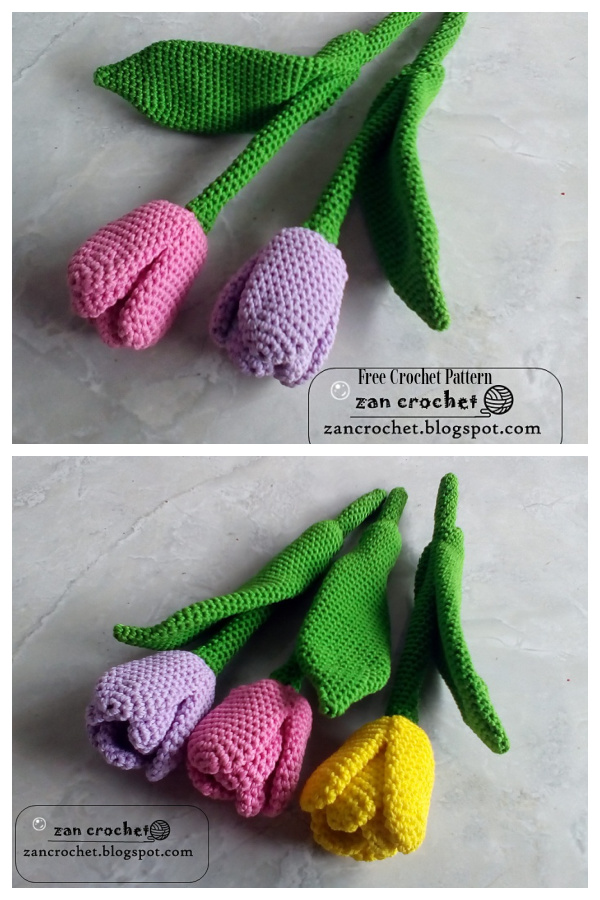 Spring Tulip Flower Free Crochet Patterns 