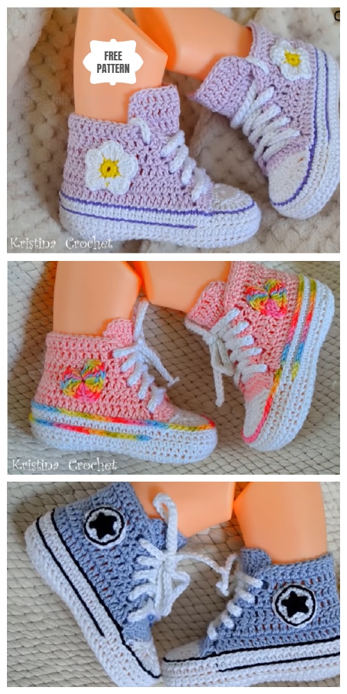 Crochet Baby Converse Booties Free Crochet Pattern + Video
