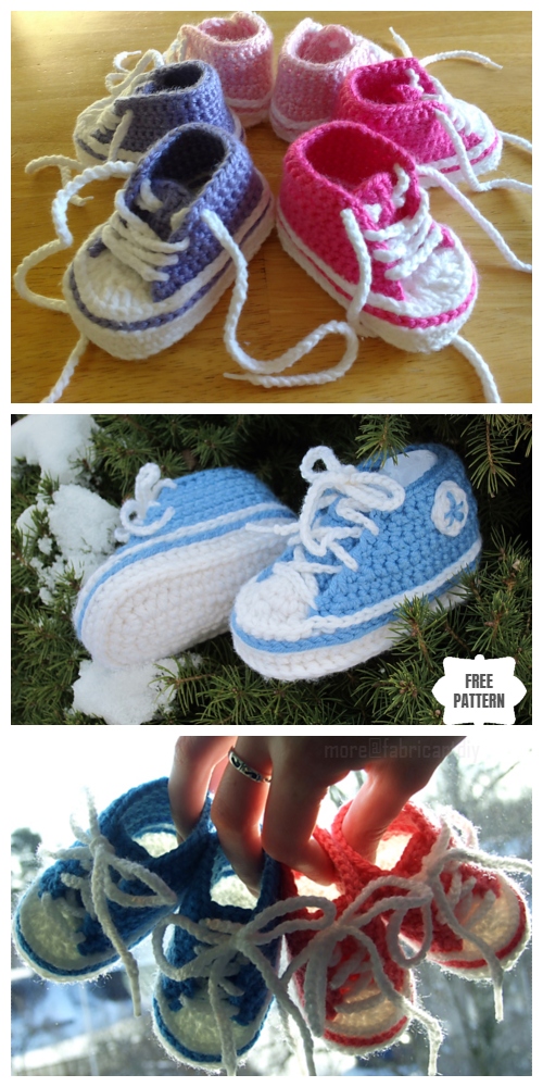 Crochet Baby Converse Booties Free Crochet Pattern + Video