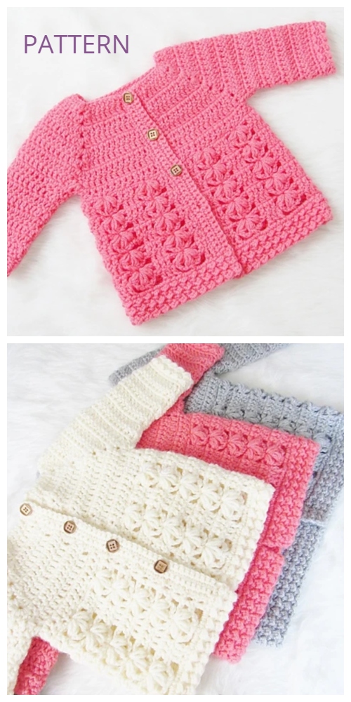 Evelyn Baby Sweater Cardigan Crochet Pattern