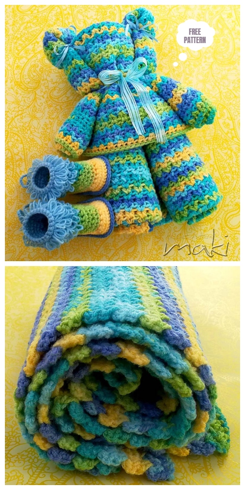 Crochet Ripple Baby Blanket Bear Free Cochet Pattern