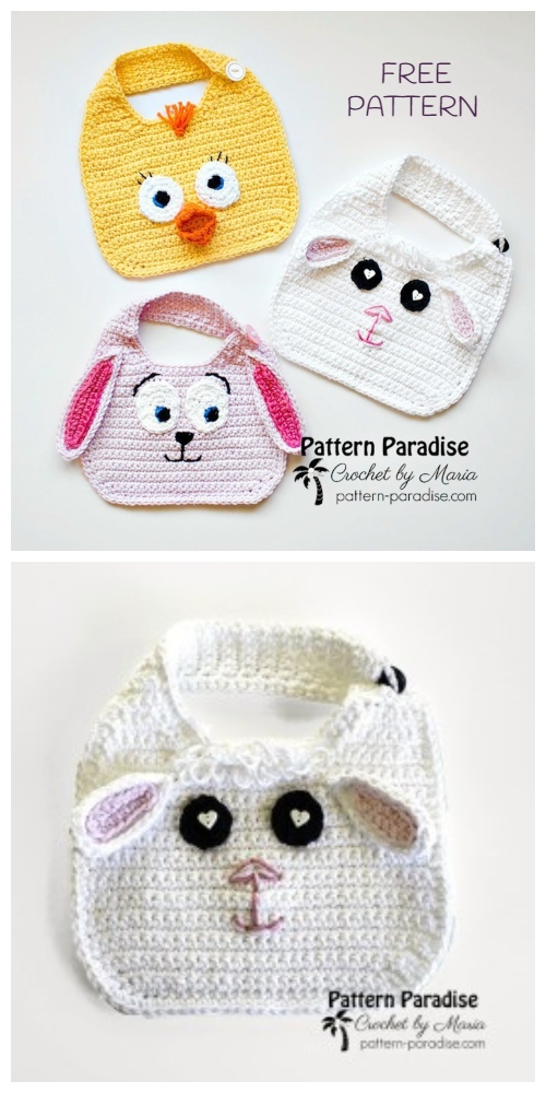 Crochet Spring Baby Animal Bib Free Crochet Patterns