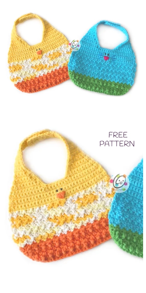 Crochet Spring Baby Animal Friends Bib Free Crochet Patterns